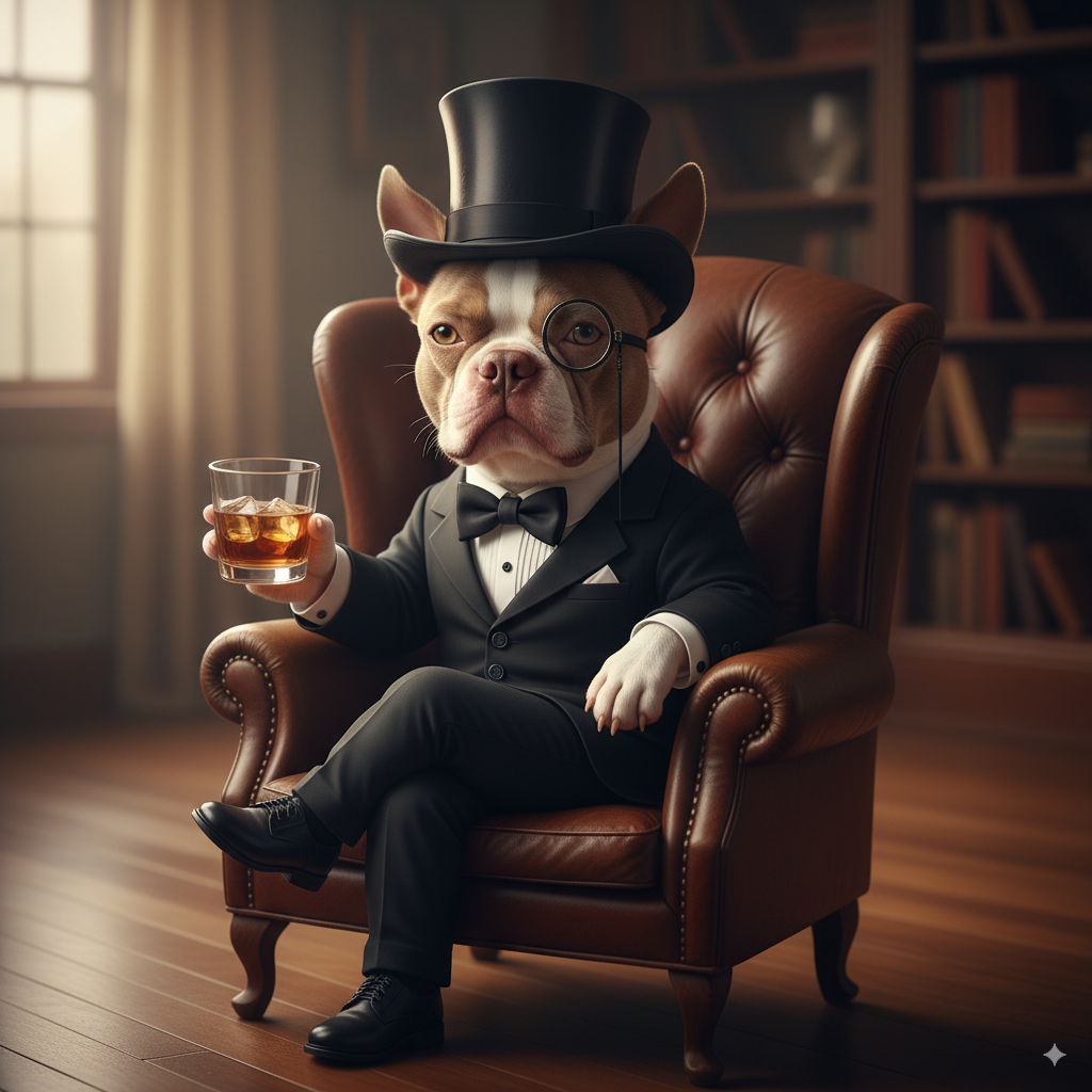 Whiskey the Boston Terrier- Shop Mascot